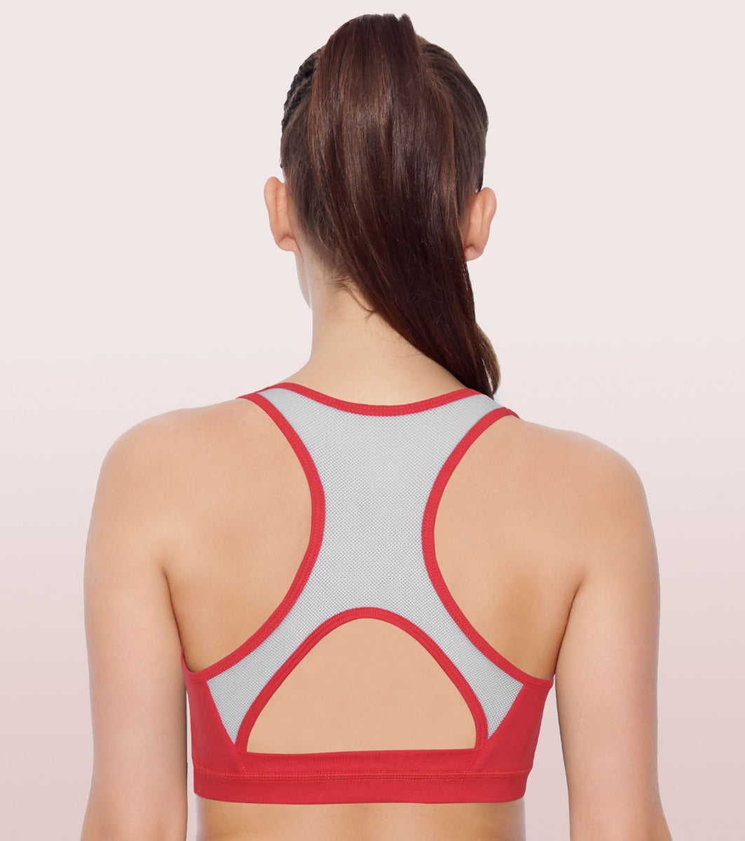 Racer Back Medium Impact Sports Bra with Removable Pads