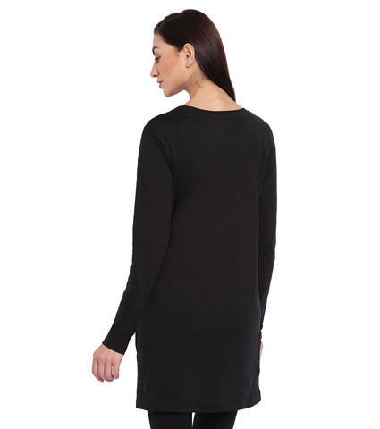 Tunic Tee – Solid | Long Sleeve Tunic Tee With Side Slit & Mindful Graphic