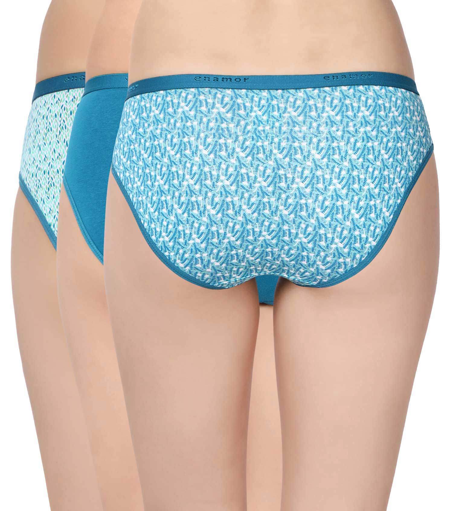 Hipster Panty  Full Coverage & Mid Waist -Pack Of 3-Colors And Print –  Enamor