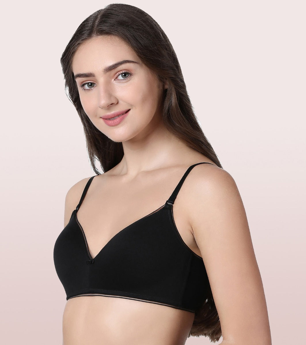 Lightweight V-Neck Cotton T-shirt Bra