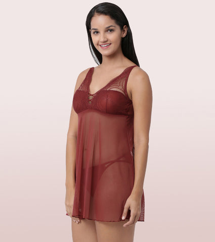 ENAMOR LACE CHEMISE BABYDOLL | NO40 | CRIMSON RED