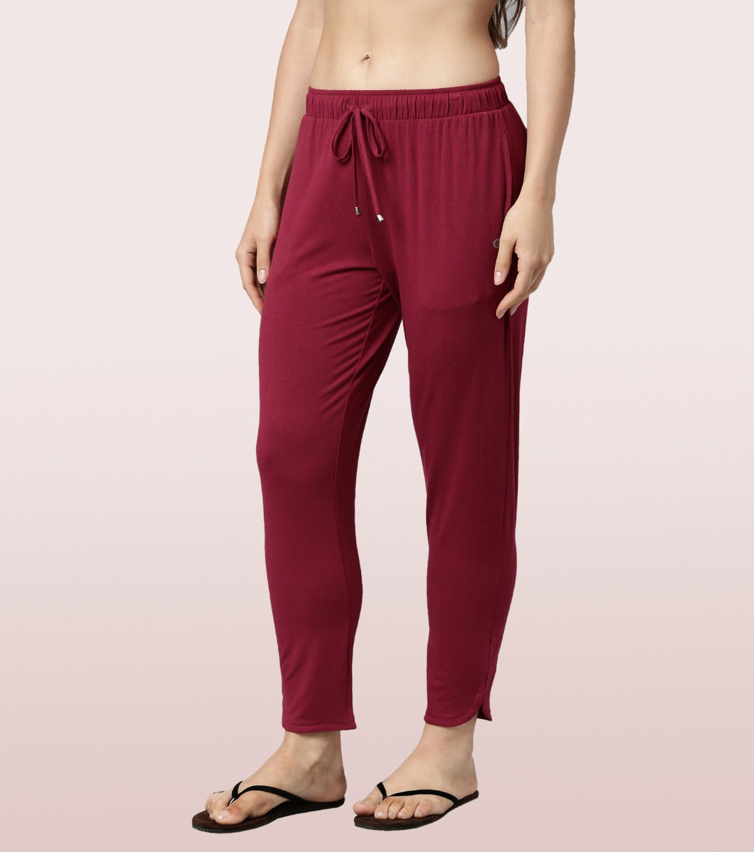 Shop-In Pants - Tapered Lounge Pants With Self Fabric Drawstring With Metal Ends