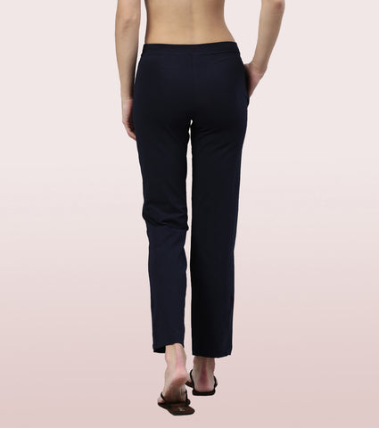 Lounge Pants | Basic Straight Leg Pants With Adjustable Drawstring And Zipper Pockets