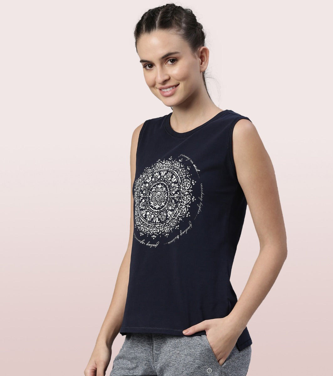 Stay Cool Tank | Crew Neck Anti-odour Stretch Cotton Muscle Tank With Graphic Print