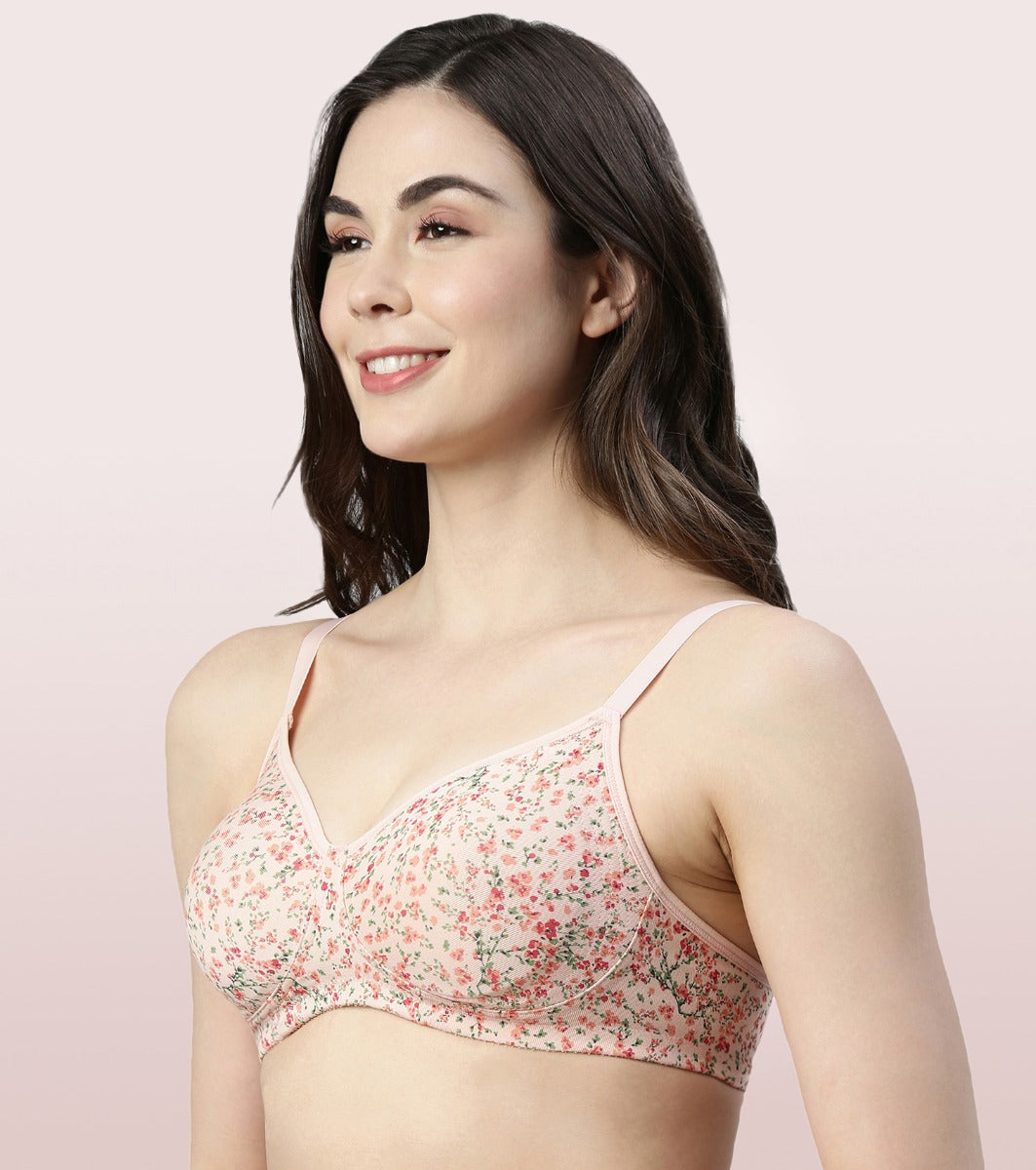 Enamor A042 Side Bra - Non-Padded, Wirefree & High Coverage 40B Tomato  melange - Roopsons