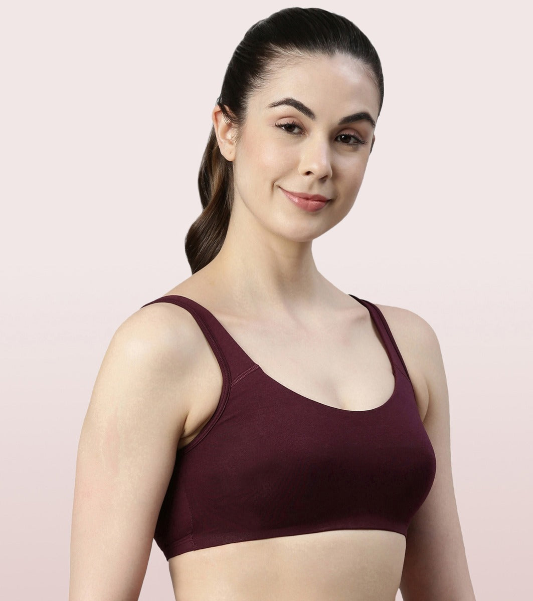 Enamor SB06 Low Impact Cotton Sports Bra - Non-Padded Wirefree - Skin XS in  Muzaffarpur at best price by Prisha Boutique - Justdial