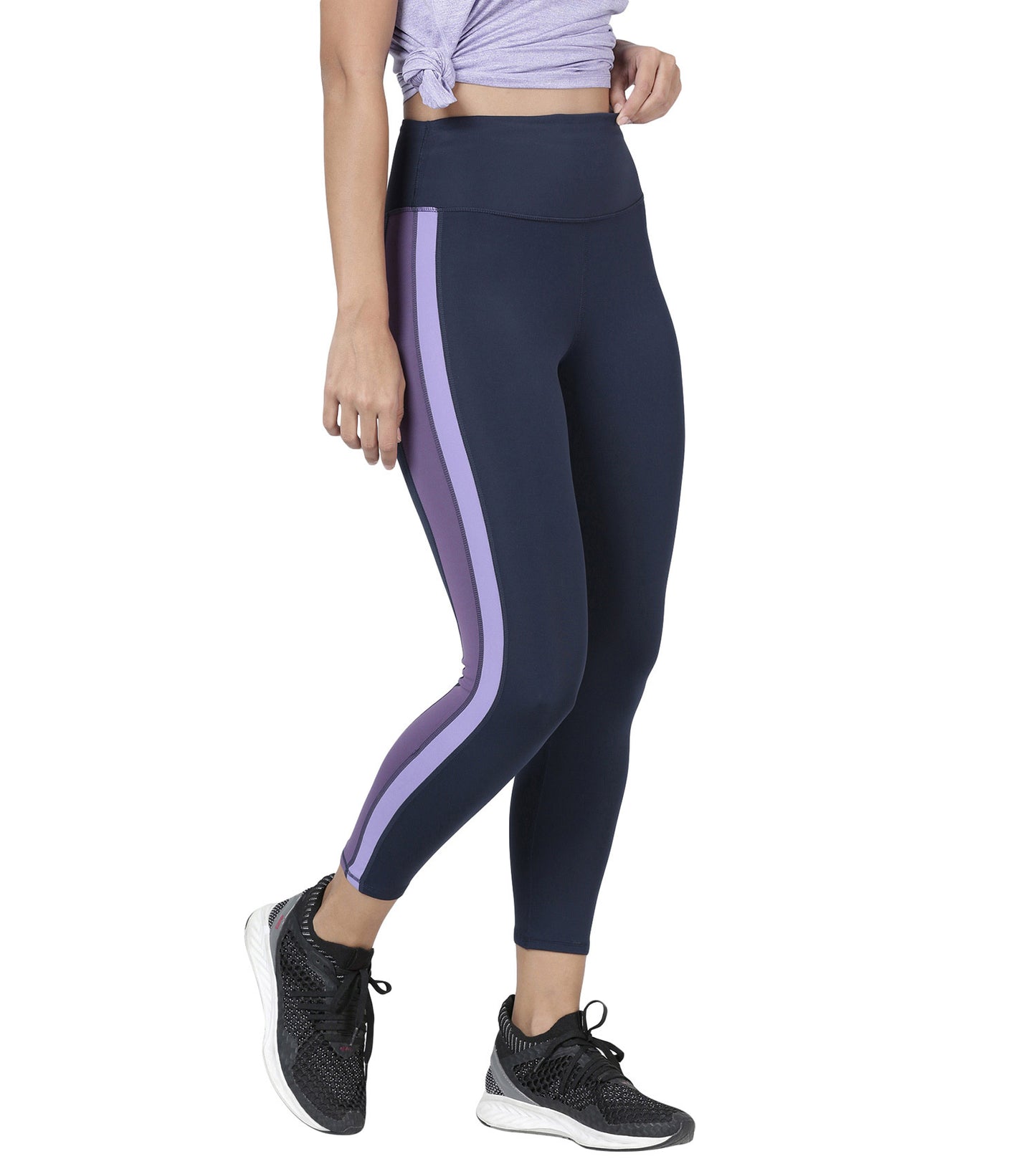 Hugged Leggings III | High Waisted 7/8 Length Dry Fit Sporty Side Stripe Leggings