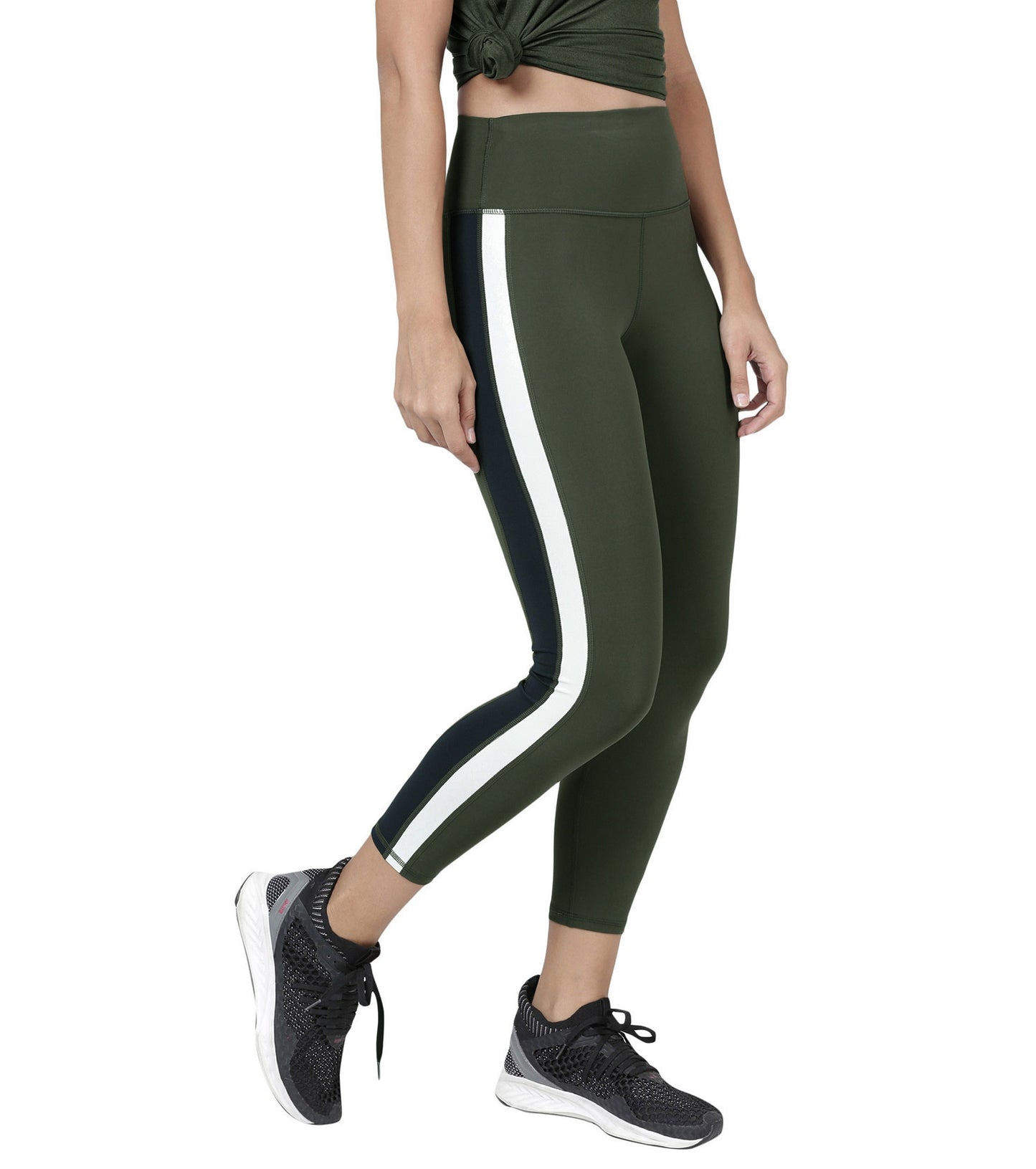 Hugged Leggings III | High Waisted 7/8 Length Dry Fit Sporty Side Stripe Leggings