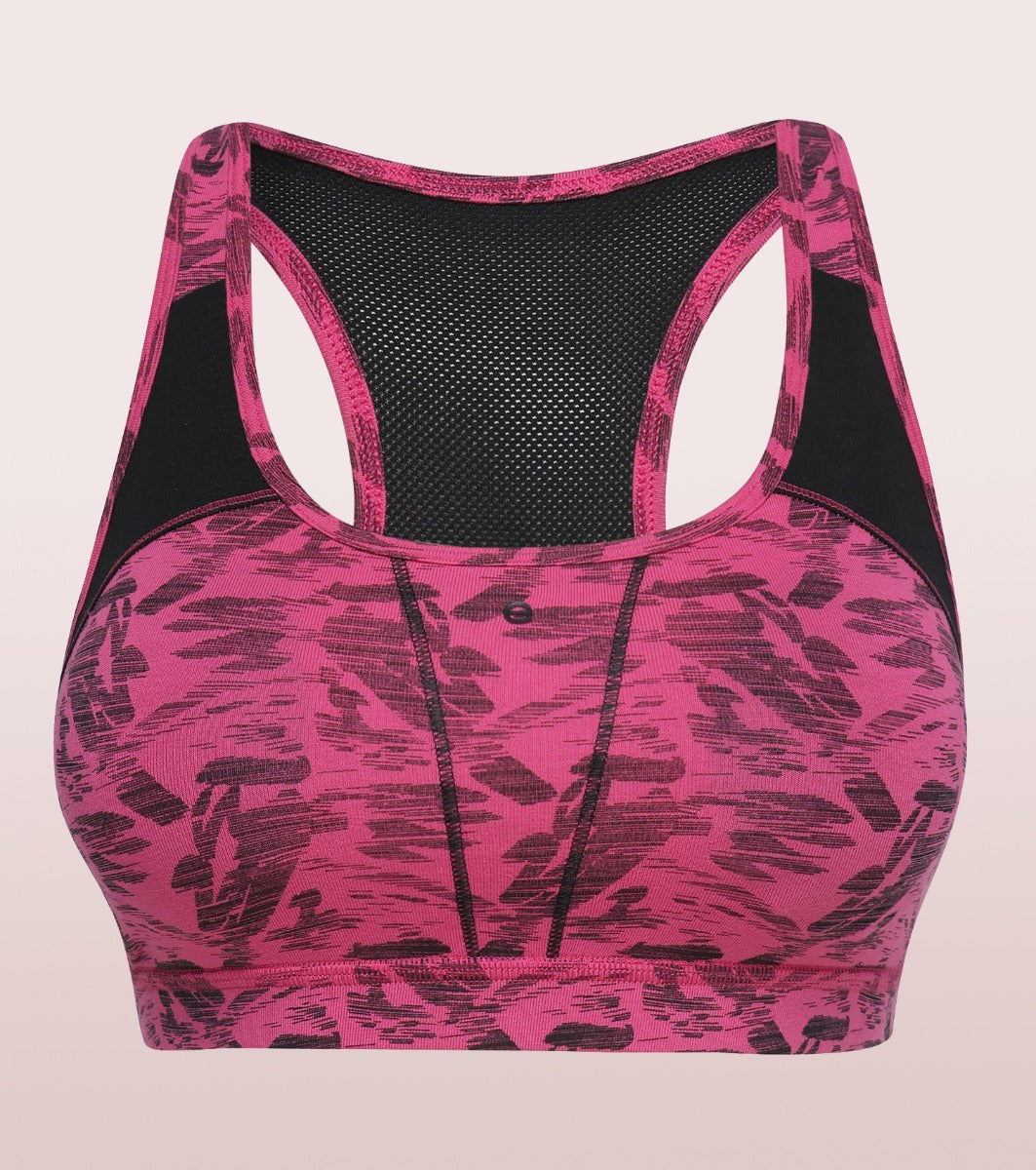 Racer Back Medium Impact Sports Bra with Removable Pads