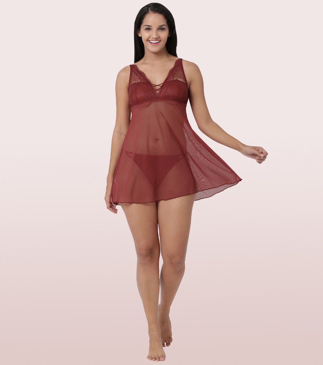 ENAMOR LACE CHEMISE BABYDOLL | NO40 | CRIMSON RED