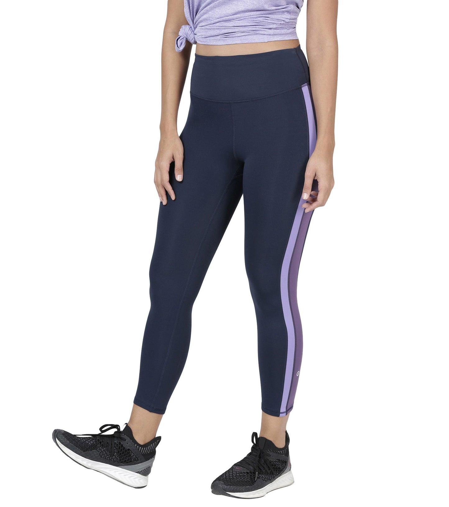 Hugged Leggings III | High Waisted 7/8 Length Dry Fit Sporty Side Stripe Leggings