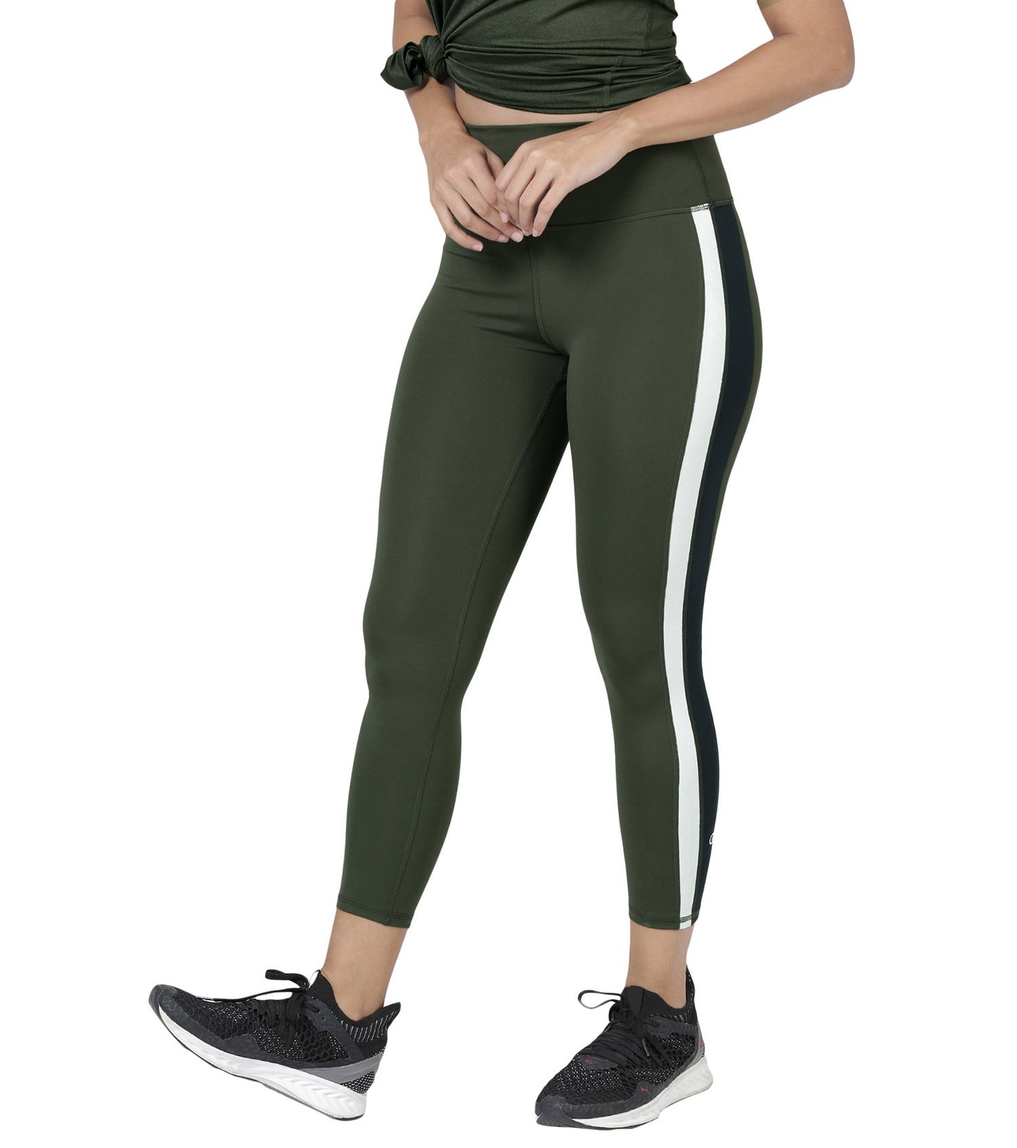 Hugged Leggings III | High Waisted 7/8 Length Dry Fit Sporty Side Stripe Leggings