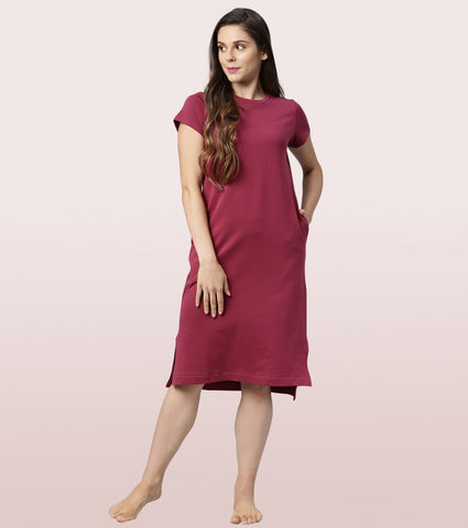 Comfy Dress | Short Sleeve Cotton Terry Lounge Dress