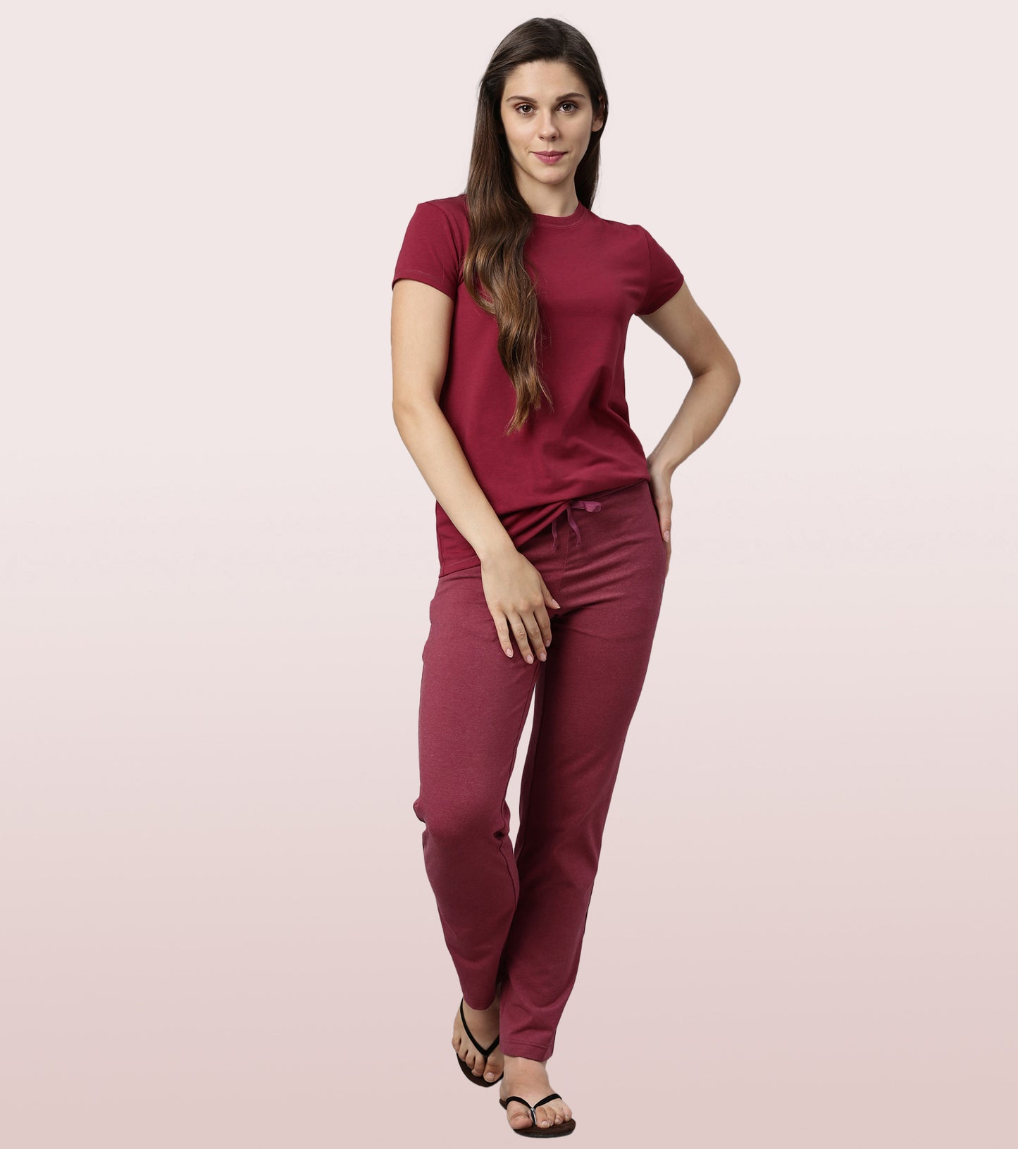 Lounge Pants | Basic Straight Leg Pants With Adjustable Drawstring And Zipper Pockets