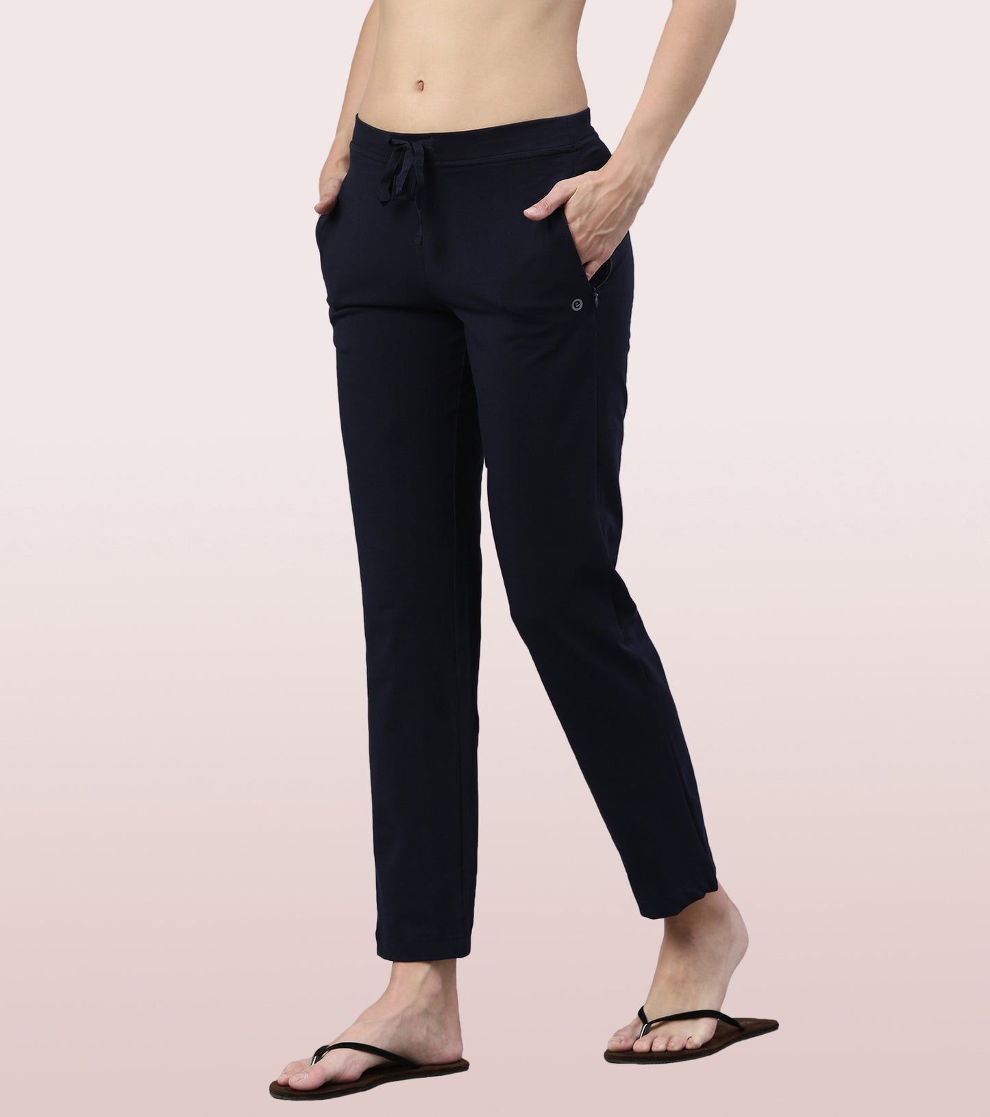 Lounge Pants | Basic Straight Leg Pants With Adjustable Drawstring And Zipper Pockets