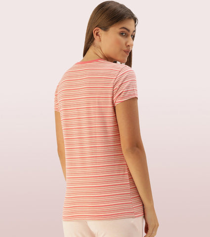 Basic Crew Tee – Striped | Short Sleeve Crew Neck Stretch Cotton Tee