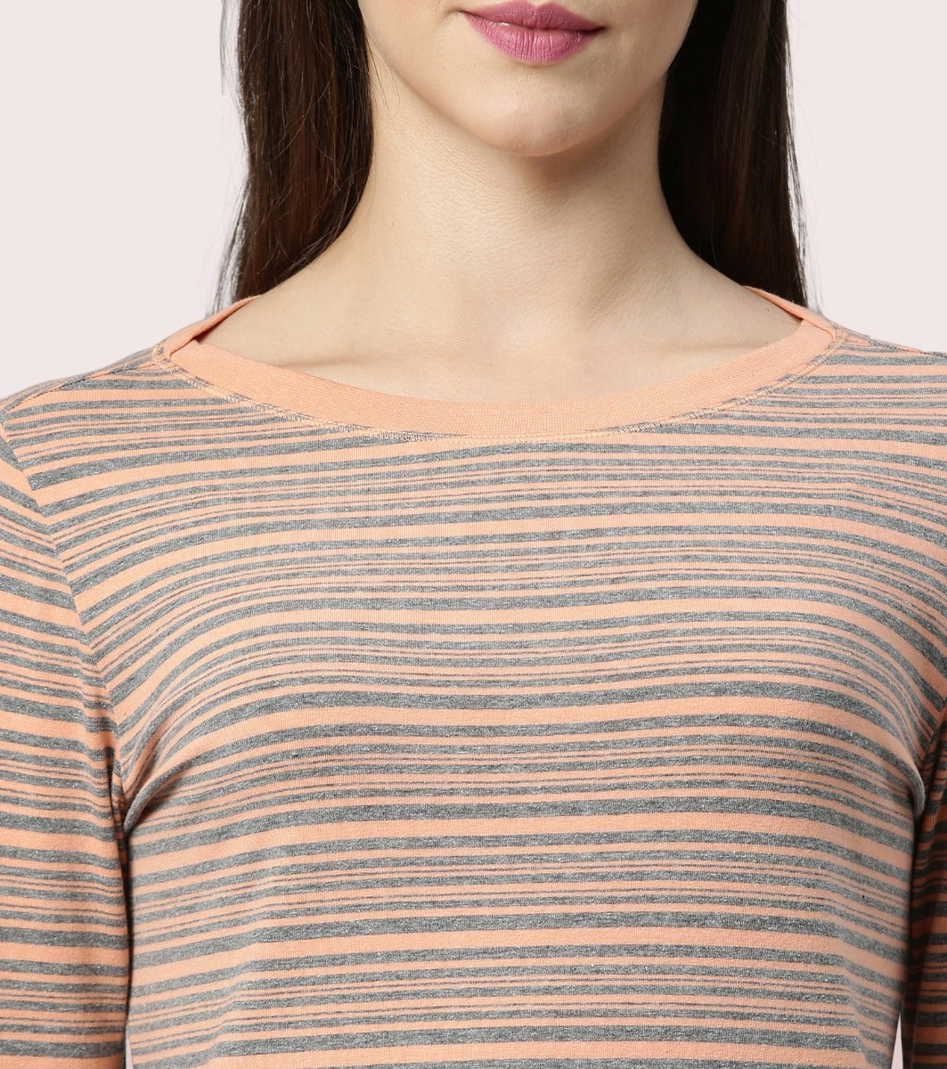 Long Tee – Striped | ¾ Sleeve Boat Neck Lounge Tee With Mindful Graphic