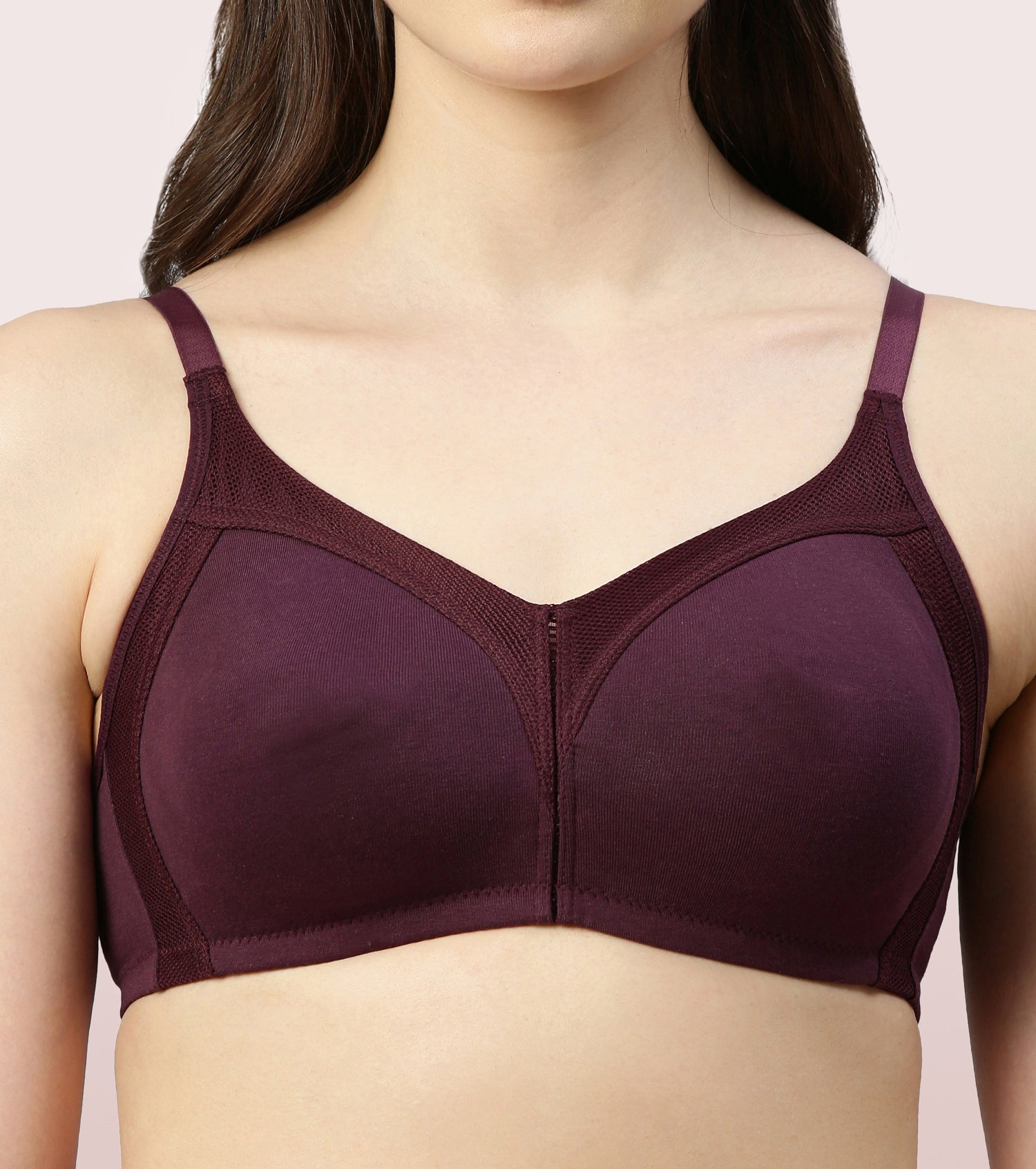 Buy Enamor AB75 M-Frame Jiggle Control Full Support Supima Cotton Bra  Non-Padded Wirefree - Purple (36C) Online