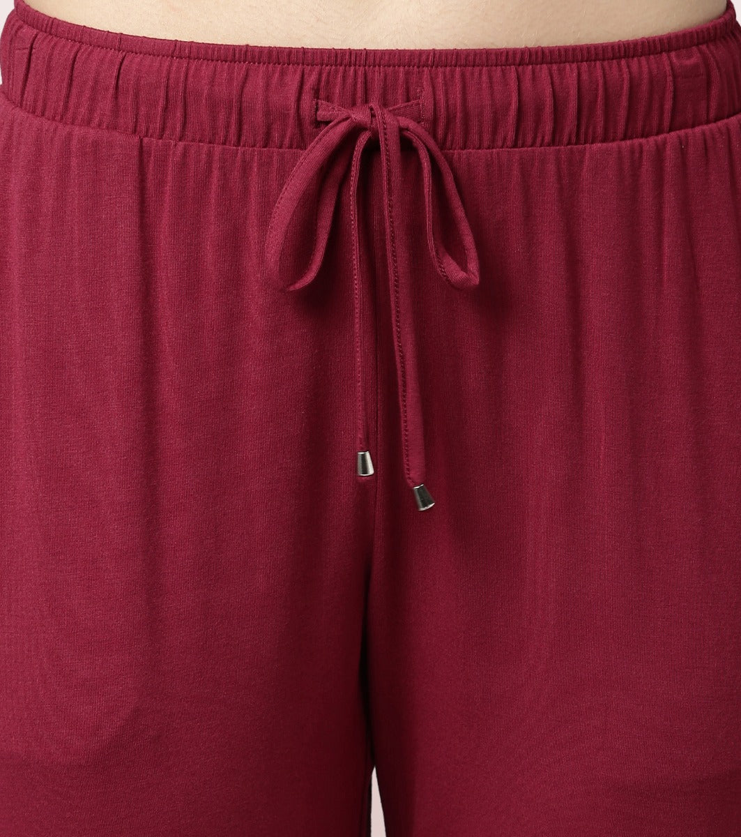 Shop-In Pants - Tapered Lounge Pants With Self Fabric Drawstring With Metal Ends