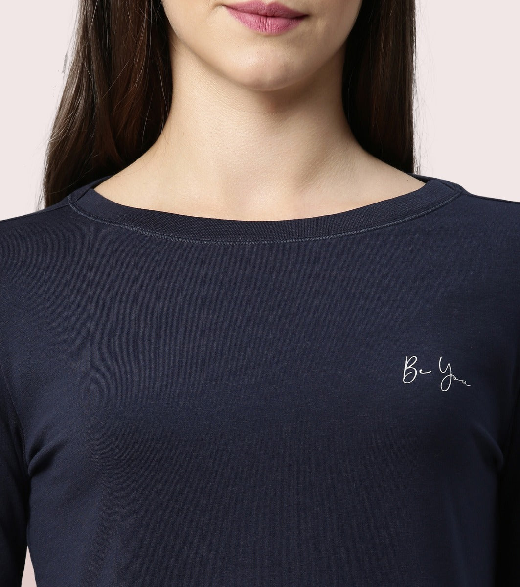 Long Tee - Solid | ¾ Sleeve Boat Neck Lounge Tee With Mindful Graphic