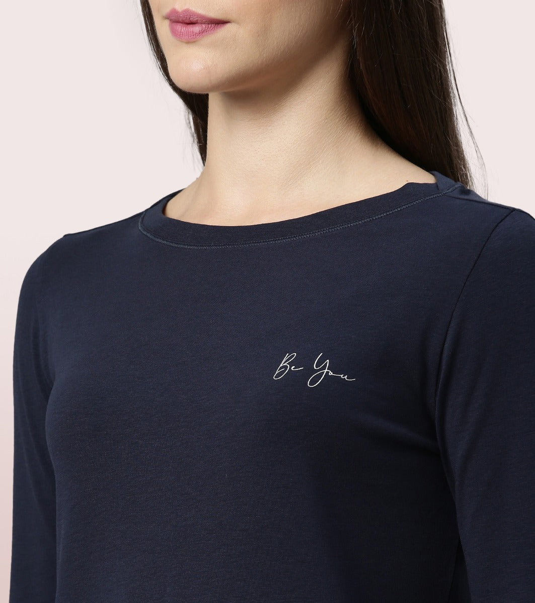 Long Tee - Solid | ¾ Sleeve Boat Neck Lounge Tee With Mindful Graphic