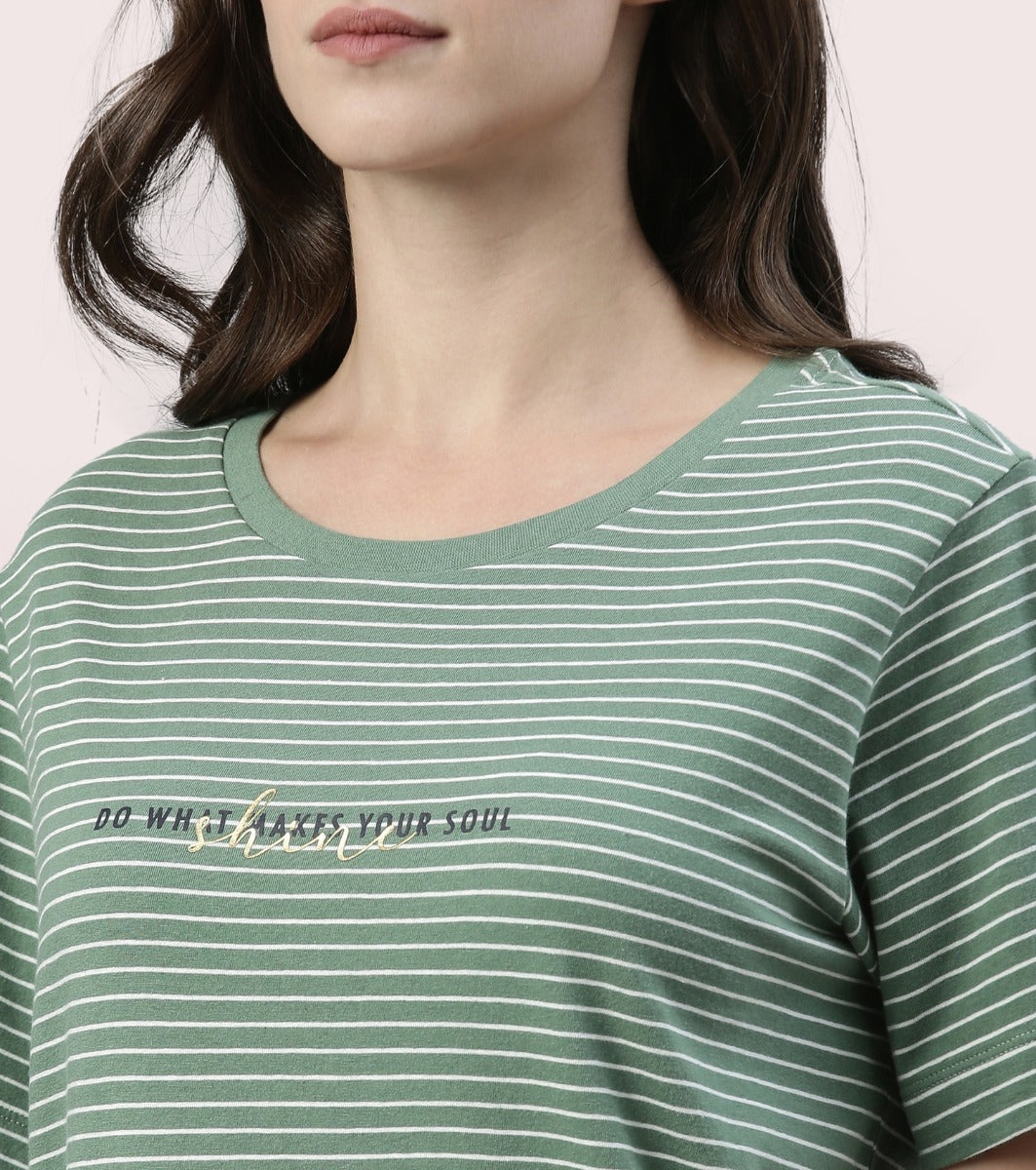 Tunic Tee – Stripes | Short Sleeve Tunic Tee With Side Slit & Mindful Graphic