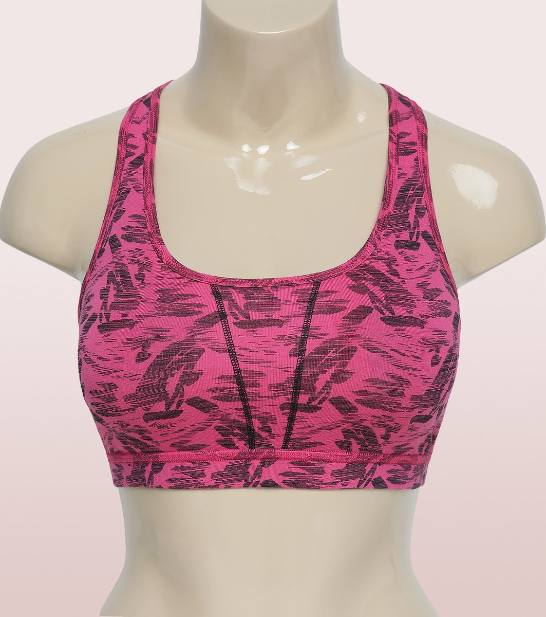 Racer Back Medium Impact Sports Bra with Removable Pads