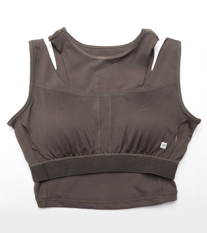 Shelf Bra Crop Vest | Crew Neck Vest With In-Built Shelf Bra Support & Removable Padding