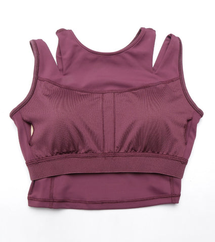 Shelf Bra Crop Vest | Crew Neck Vest With In-Built Shelf Bra Support & Removable Padding