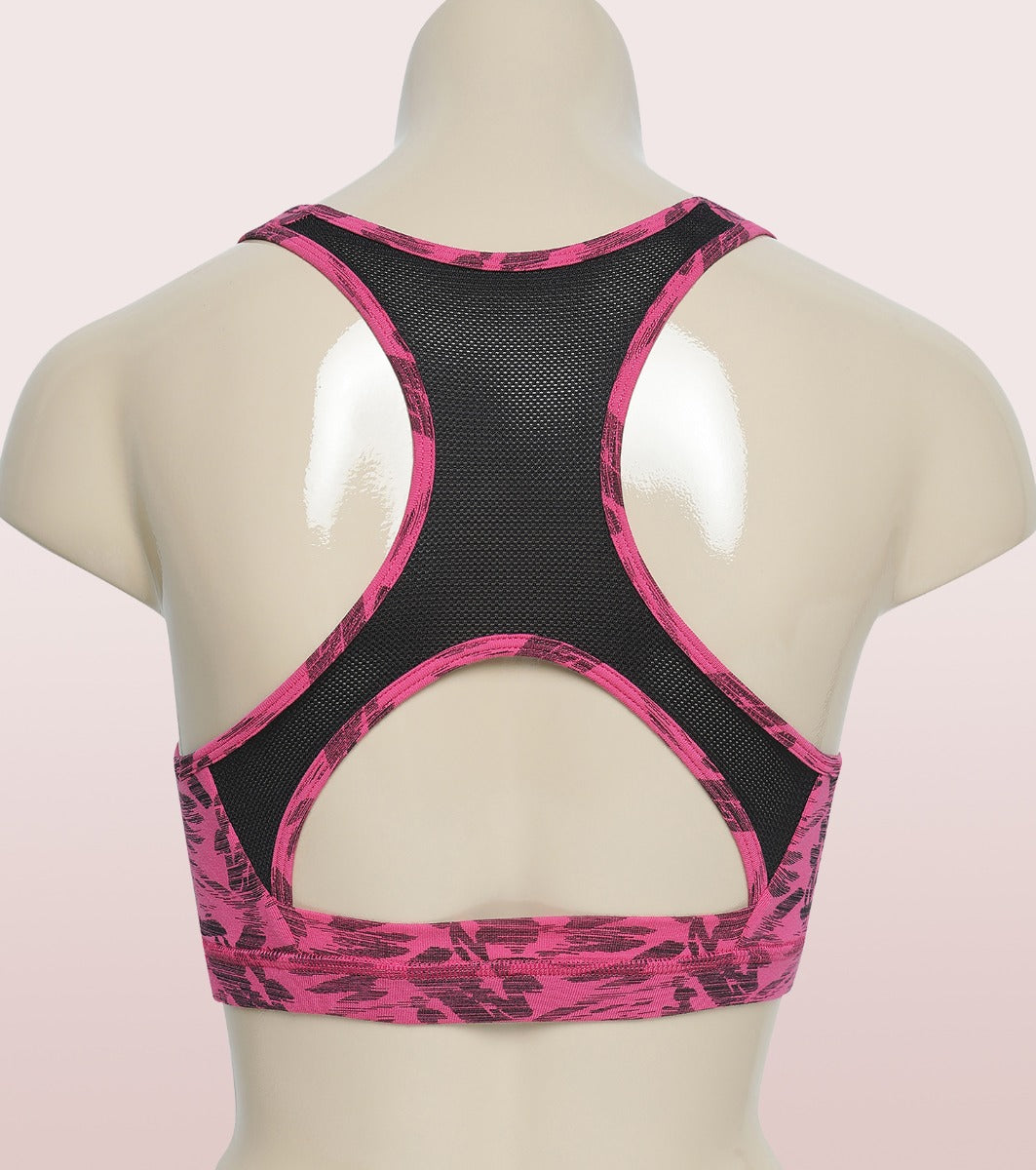 Racer Back Medium Impact Sports Bra with Removable Pads