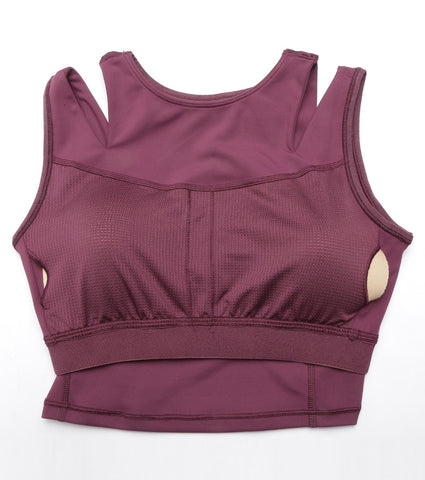 Shelf Bra Crop Vest | Crew Neck Vest With In-Built Shelf Bra Support & Removable Padding