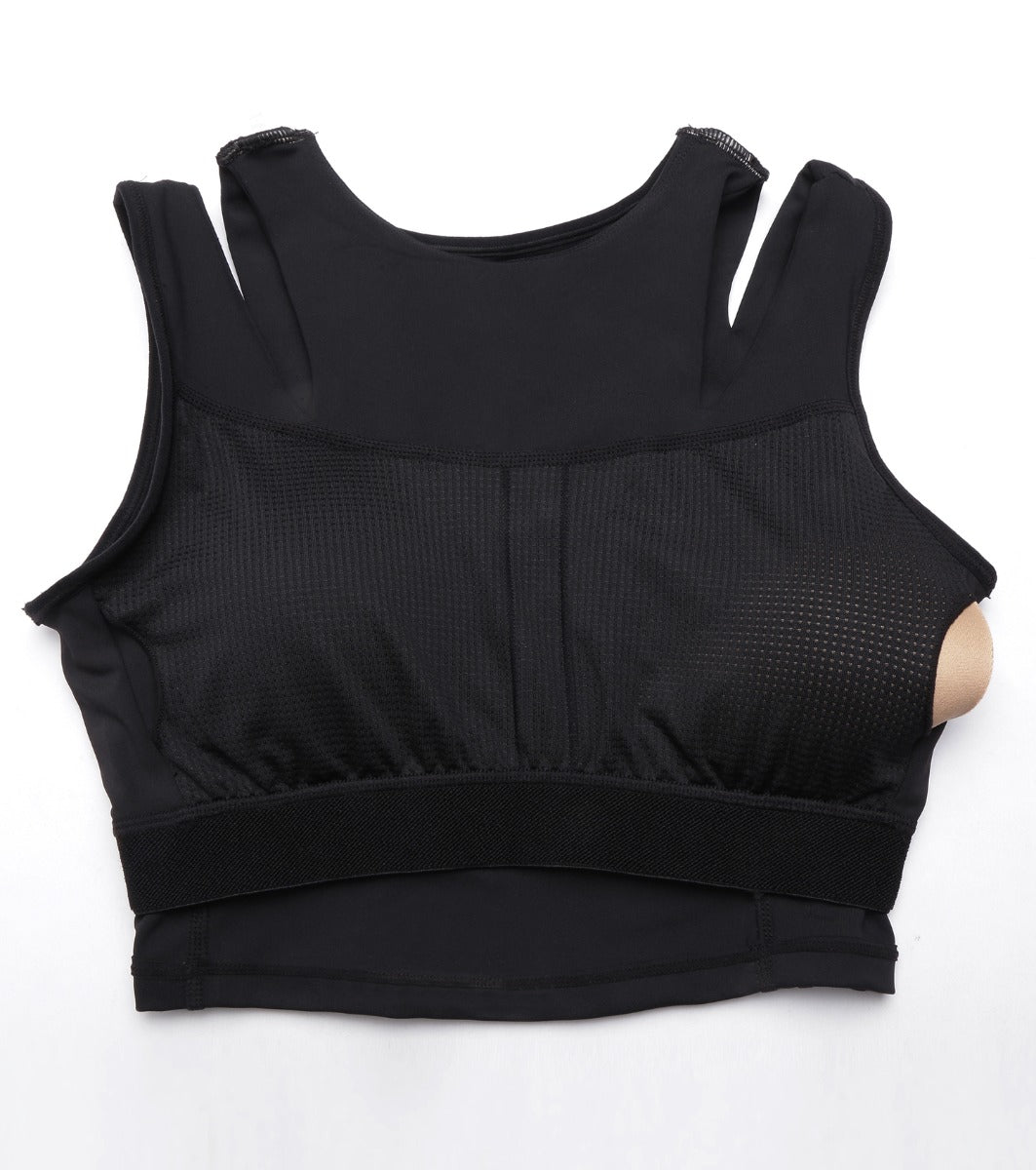 Shelf Bra Crop Vest | Crew Neck Vest With In-Built Shelf Bra Support & Removable Padding