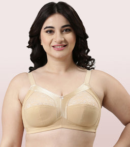 Buy Enamor AB75 M-Frame JIggle Control Full Support Supima Cotton Bra -  Non-Padded Wirefree Full Coverage - Paleskin Online at Low Prices in India  
