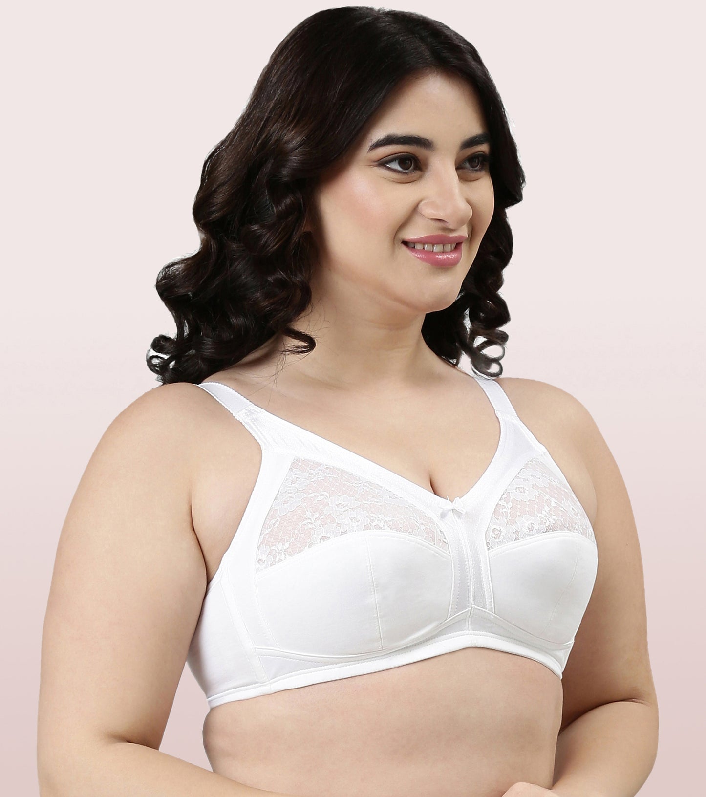 Enamor Fab-Cool A014 Super Contouring M-frame Full Support  Cotton Bra for Women- Full Coverage, Non Padded and Wirefree - White