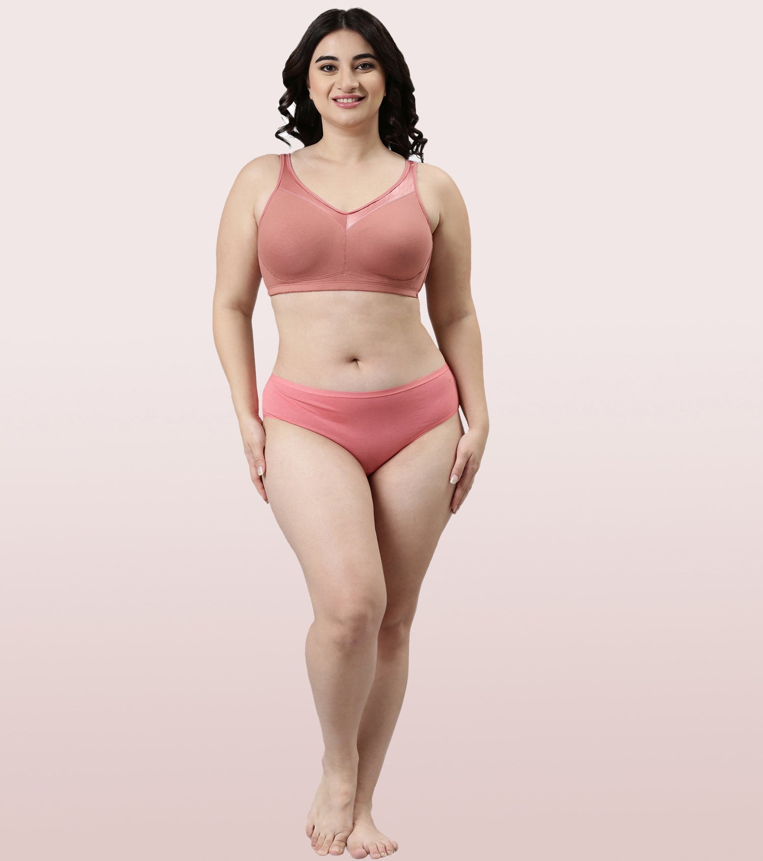 Enamor A112 Full Support Cotton X-Frame- High Coverage & Non-Padded Bra -  Pink