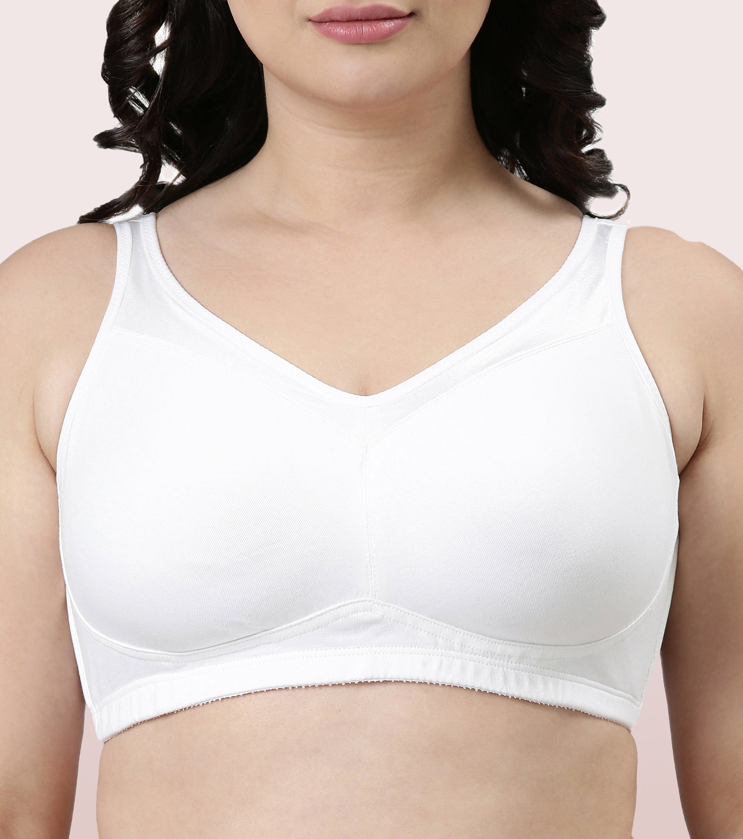 Full Coverage White Non Padded All Day Comfort Workout Sports Bra