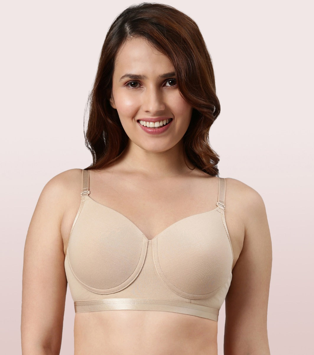 Enamor Women's Printed Full Coverage Invisible Neckline Padded T-Shirt Bra  – Online Shopping site in India