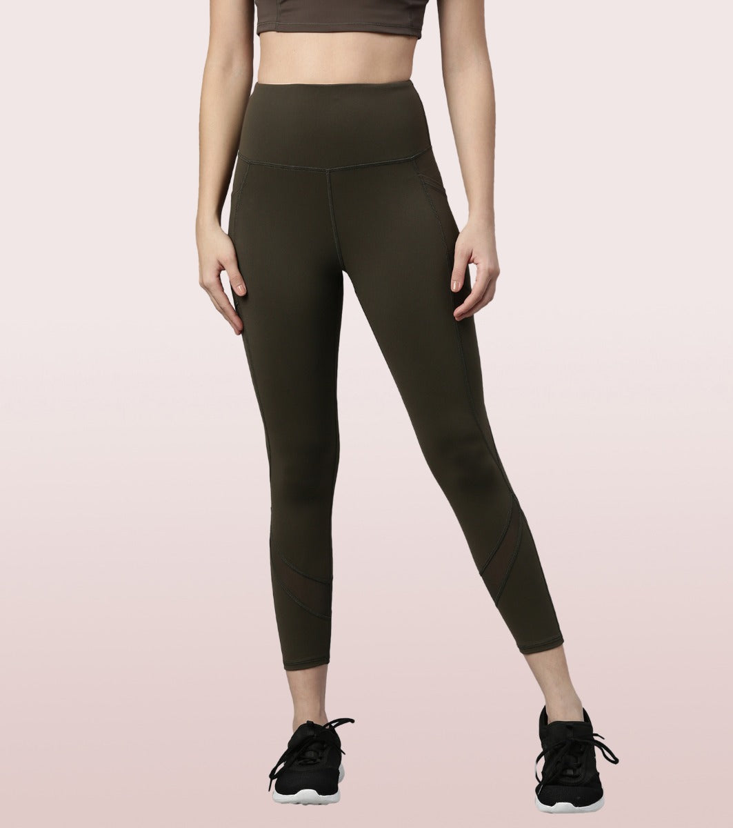 Enamor Womens A603-antimicrobial & Sweat Wicking Active Balance Workout  Leggings-dry Blood