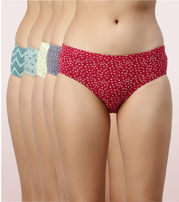 Buy ENAMOR Women's Printed Stripe and Solid Hipster Briefs Pack of 5
