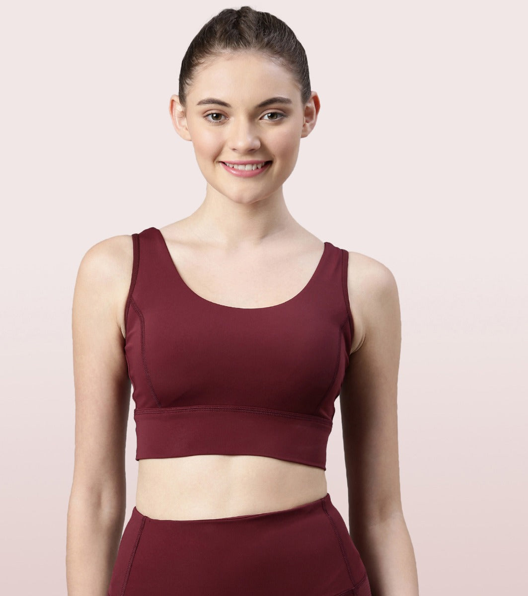 Enamor Women's Athleisure Polyester Built Shelf Bra Yoga Crew Neck Crop  Removable Padding Vest E123 – Online Shopping site in India