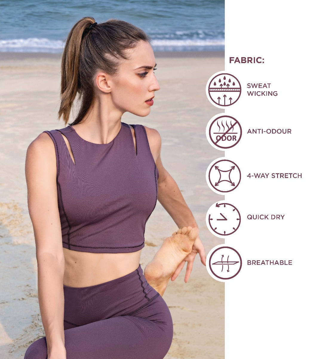 Shelf Bra Crop Vest | Crew Neck Vest With In-Built Shelf Bra Support & Removable Padding