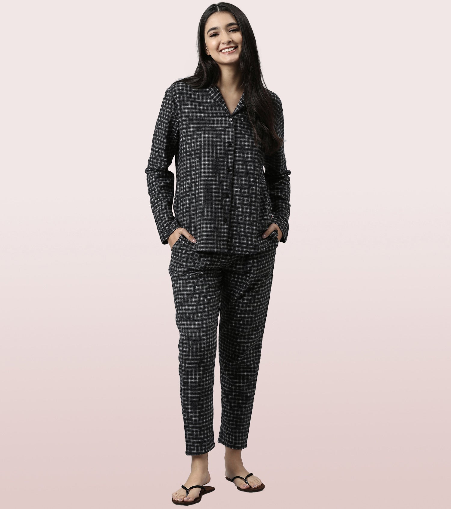 Lazy Pant Set | Cotton Flannel Woven Shirt And Pant Set