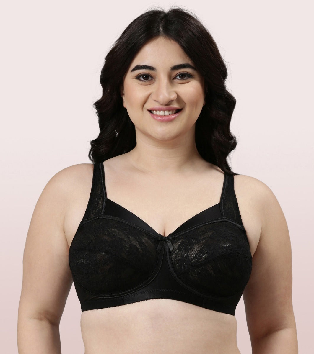 Buy Enamor A042 Side Support Shaper Classic Bra -Supima Cotton Non-Padded  Wirefree - Black (34D) - A042 Online