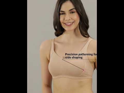 Buy Enamor Women A058 Padded Wirefree Cotton Eco-antimicrobial Comfort  Minimizer Bra Pink online