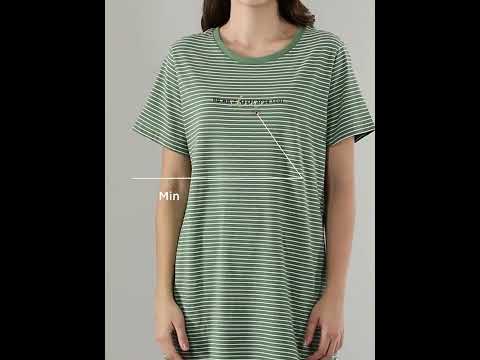 Tunic Tee - Striped | Short Sleeve Tunic Tee With Side Slit & Mindful Graphic