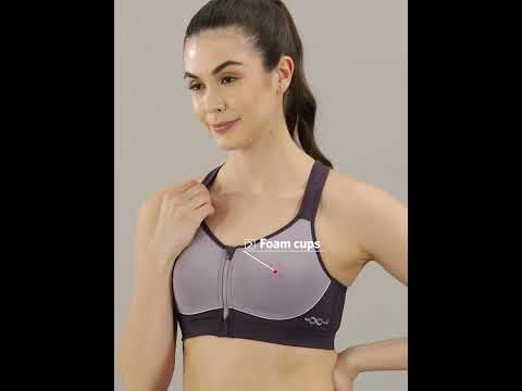 Buy Enamor Women's Contour Synthetic High Impected Padded Wire Free High  Coverage Sports Slip On Bra - SB11(SB11-Meida Grey-32B) at